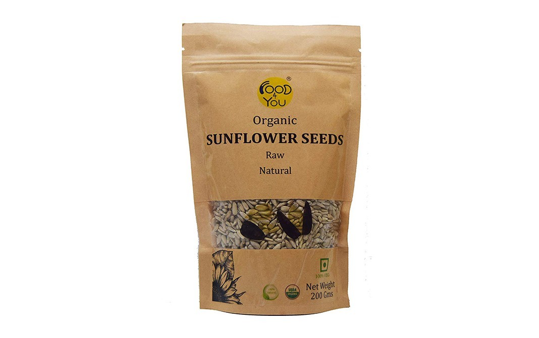 Food 4 You Organic Sunflower Seeds (Raw Natural)    Pack  200 grams